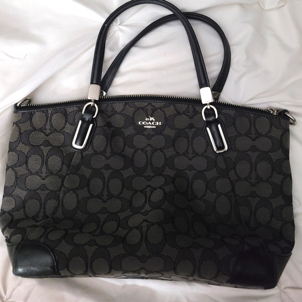 Black COACH Jacquard Shoulder Bag